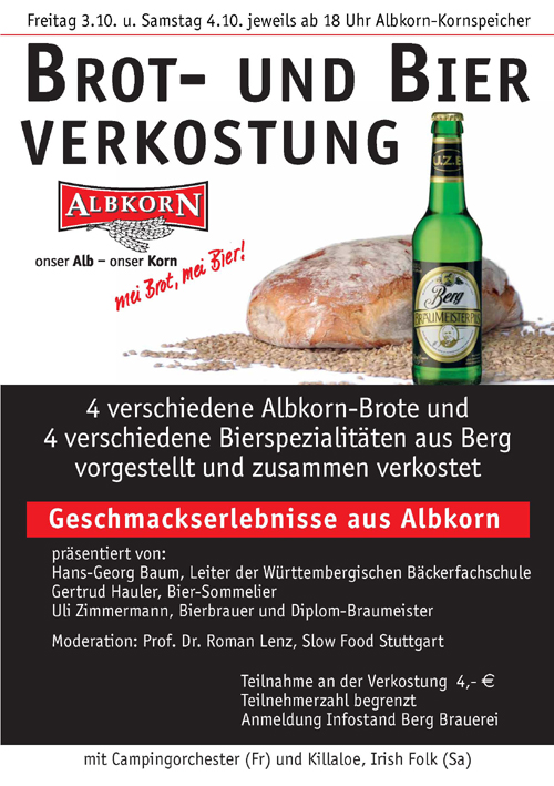 Programm Brot- und Bierverkostung von Albkorn und Berg Bier